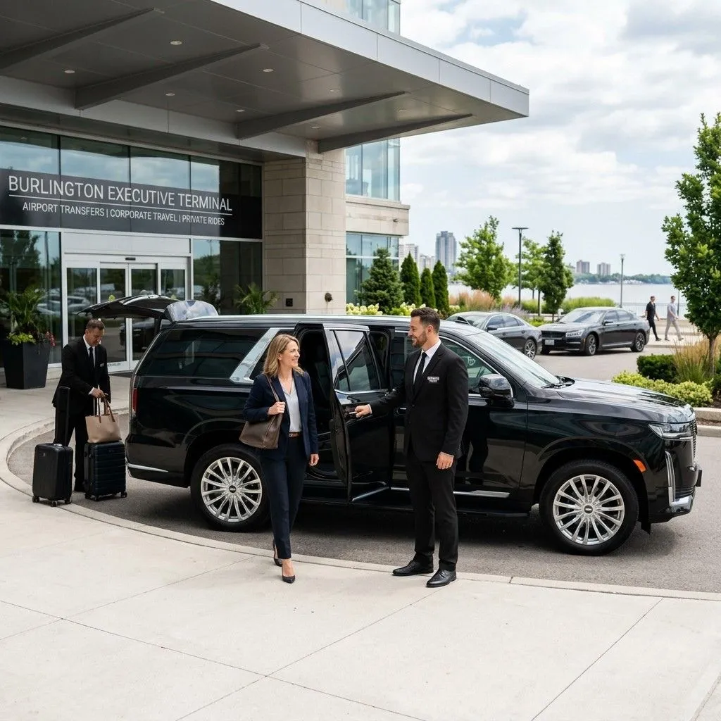 Professional Burlington limousine service with chauffeur and luxury vehicle for airport transfers and private transportation