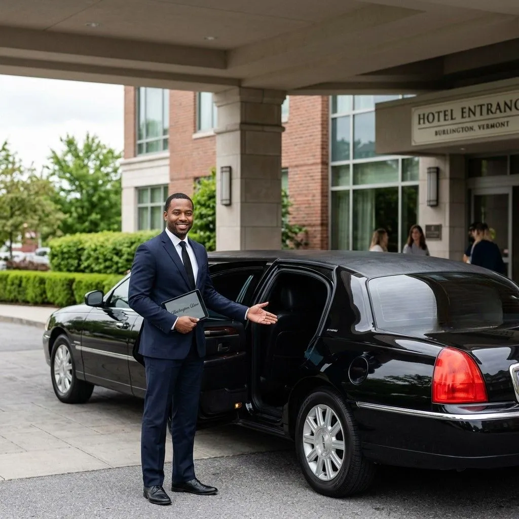 Clean luxury vehicle and professional chauffeur showing why customers choose our Burlington limo service