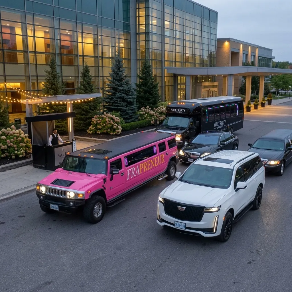 Pink Hummer Limo, White Cadillac Esclade,Balck Stretch limousine, Party by Burlington Limo Service